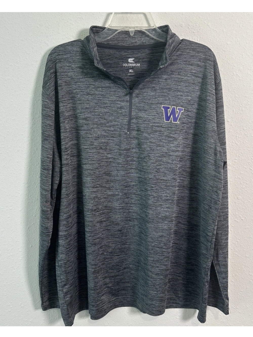 University Of Washington Huskies Gray 1/4 Zip Long Sleeve Pullover Colosseum XL